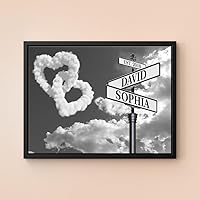 Vista 11 de Señal de calle vintage personalizada para parejas en lienzo, nombres y fecha personalizados, regalos de Navidad para ella o él, regalo del Día