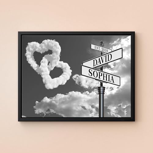 Miniatura 11 de Señal de calle vintage personalizada para parejas en lienzo, nombres y fecha personalizados, regalos de Navidad para ella o él, regalo del Día