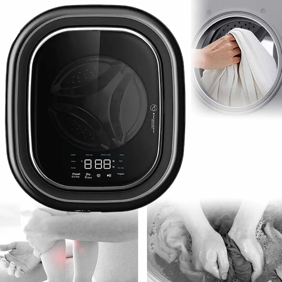 Wall-Mounted Mini Drum Washing Machines,3kg Capacity Front Load Washing Machine,Full-Automatic Washing Machine and Spin Dryer,For Travel Apartments Dorms Socks Underwear