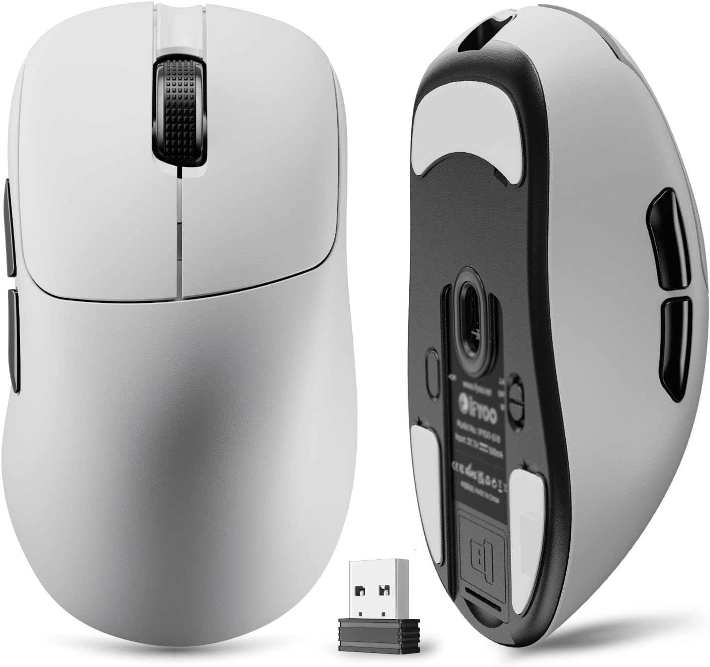 G18 2.4G/BT/Wired Tri-Mode 8K Wireless Gaming Mouse, Right-Handed Ergonomic Design, PAW3395 Sensor, 58g Lightweight, 8000 Polling Rate, 26K DPI, 5 Programmable Buttons, with Nano Wireless Receiver