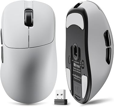 G18 2.4G/BT/Wired Tri-Mode 8K Wireless Gaming Mouse, Right-Handed Ergonomic Design, PAW3395 Sensor, 58g Lightweight, 8000 Polling Rate, 26K DPI, 5 Programmable Buttons, with Nano Wireless Receiver