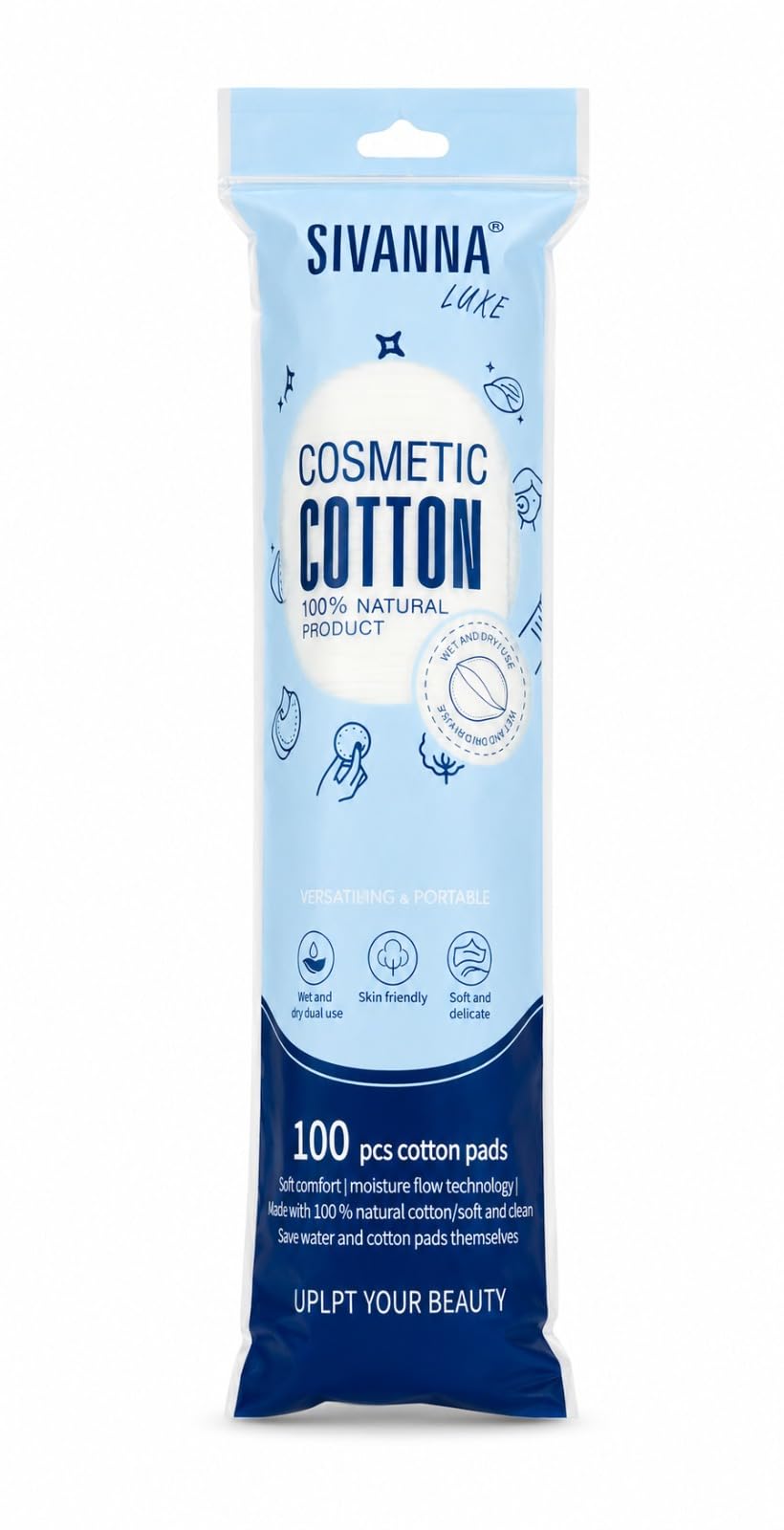 SIVANNA LUXE Cosmetic Cotton Pads (100 Pieces) | 100% Natural Cotton | Soft & Lint-Free Cotton Rounds | Makeup Remover Pads for Face, Toner, Cleansing & Nail Polish Removal | Wet & Dry Use-picture-23
