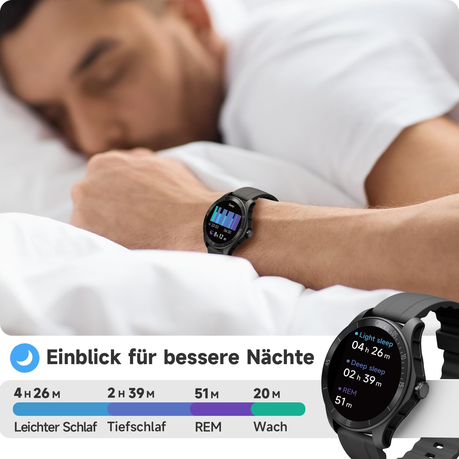 TOOBUR Smartwatch Herren Alexa Eingebaut mit Telefonfunktion, 44mm Fitnessuhr mit Herzfrequenz Schrittzähler Schlafüberwachung Pulsmesser IP68 Wasserdicht, Kompatibel Android & iOS