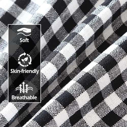 Carrie Home GINGHAM-BLKWHITEPLAID1220-2P Black And White Buffalo Plaid Outdoor Lumbar Pillow Covers 12X20 Set Of 2 thumb #3