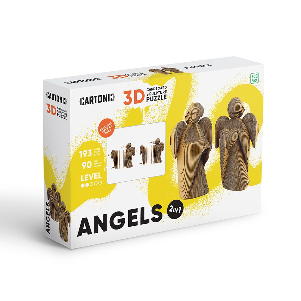 Anges Puzzle 3D en Carton – Coffret 2 Maquettes | 193 Pièces – Kit Sculptures DIY à Peindre, Matériaux Recyclés, Ados & Adultes, Idée Cadeau Déco