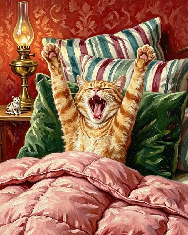 Paint by Numbers for Adults, Orange Cat DIY Acrylic Painting Kit
