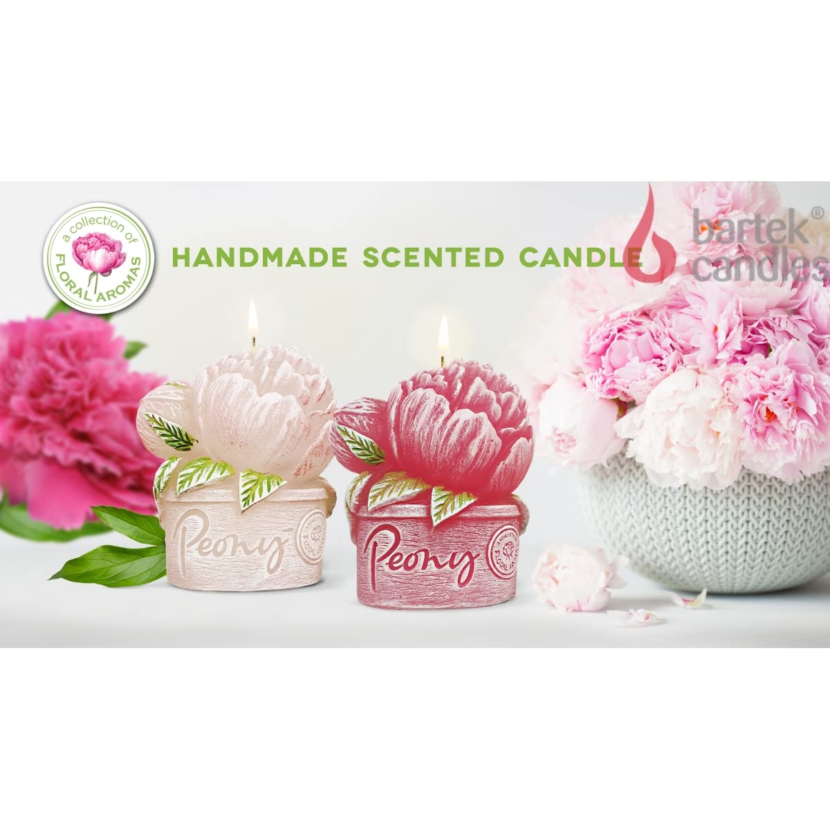 4 Pack Scented Candle Peony Flower Shape Candles Decorative Cute Candles Pink Red Flower Wax Candles for Valentine's Gifts Home Bedroom Party Wedding Birthday (Pink)