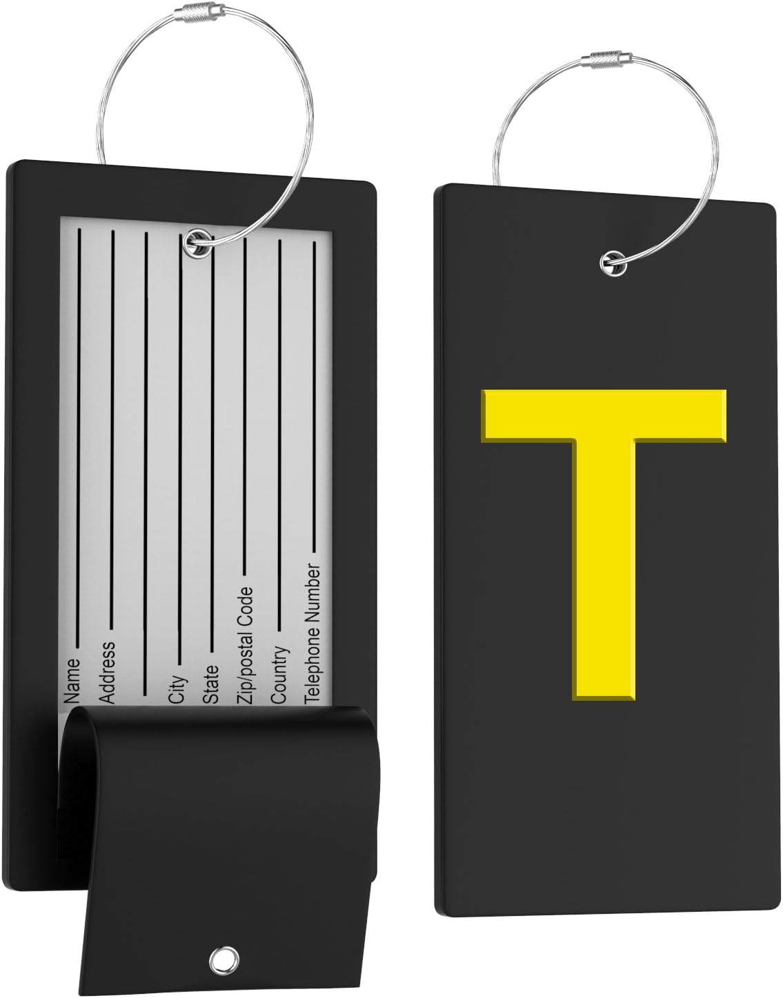 Luggage Tag Initial Bag Tag - Fully Bendable Tag w/Stainless Steel Loop