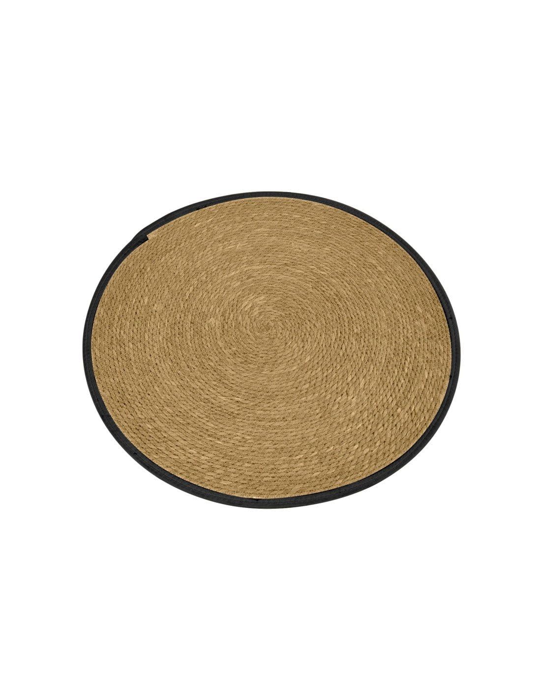 Jardin202 - Alfombra de Yute Redondo Trenzada a Mano – Alfombra Multiuso Decorativa Color Natural | 100 cm (Negro)