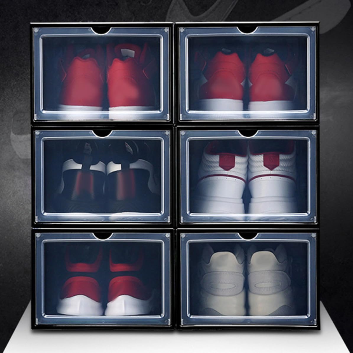 Caja de Zapatos Magnética Plegable de Plástico Negro para Baloncesto