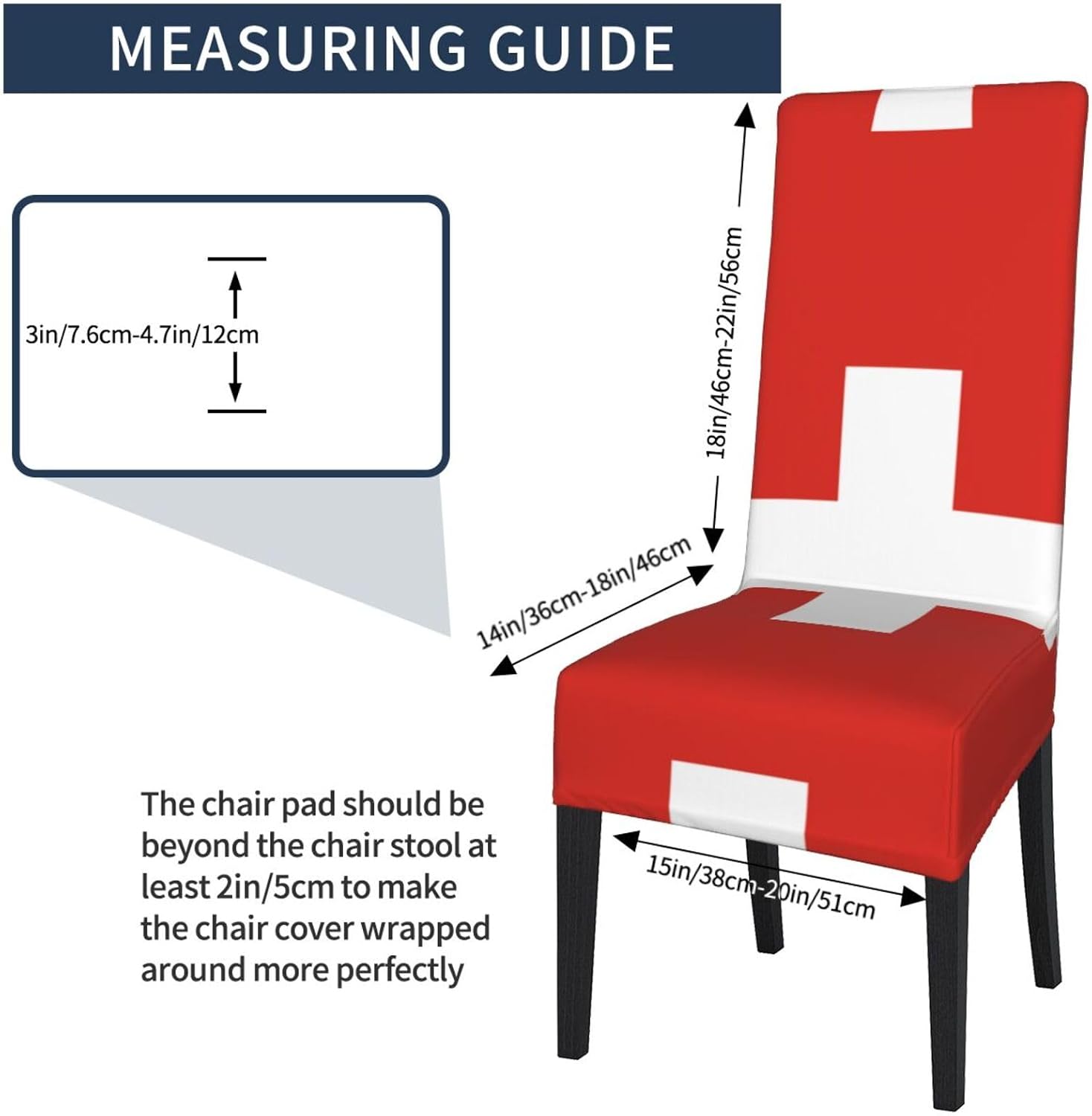 Swiss Flag Prints Protection Cover for Dining Chair – Stretchy & Wrinkle-Resistant Chair Throw Covers for Dining Room, Hotel, and Event Decor