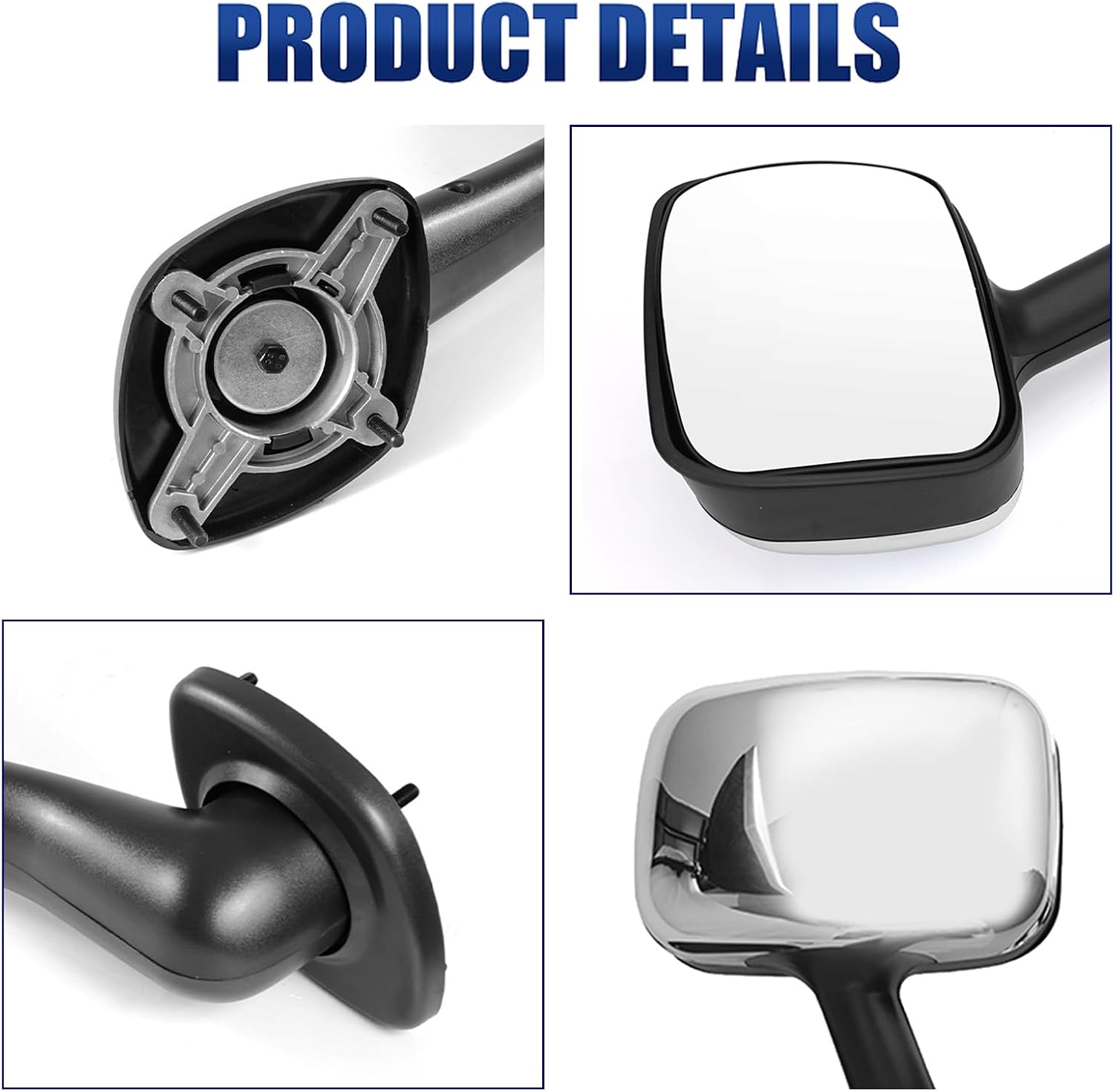 High Soar Hood Mirror for Freightliner Cascadia 2008-2017, Chrome Hood Mirror for Freightliner Cascadia Semi Trucks Accessories Driver Left & Passenger Right Side (A Pair)