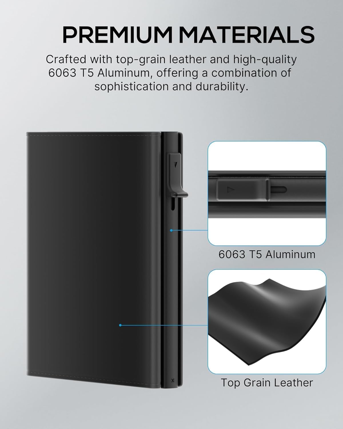 Mens Wallet Card Holder - Smart Wallet for Men, Pop Up Card Case, Top Grain Leather, RFID Blocking, Slim, Minimalist, Ultra Thin, Front Pocket, 9-14 Capacity | ID Window | Cash Slot | Breeze Shop - Image 4