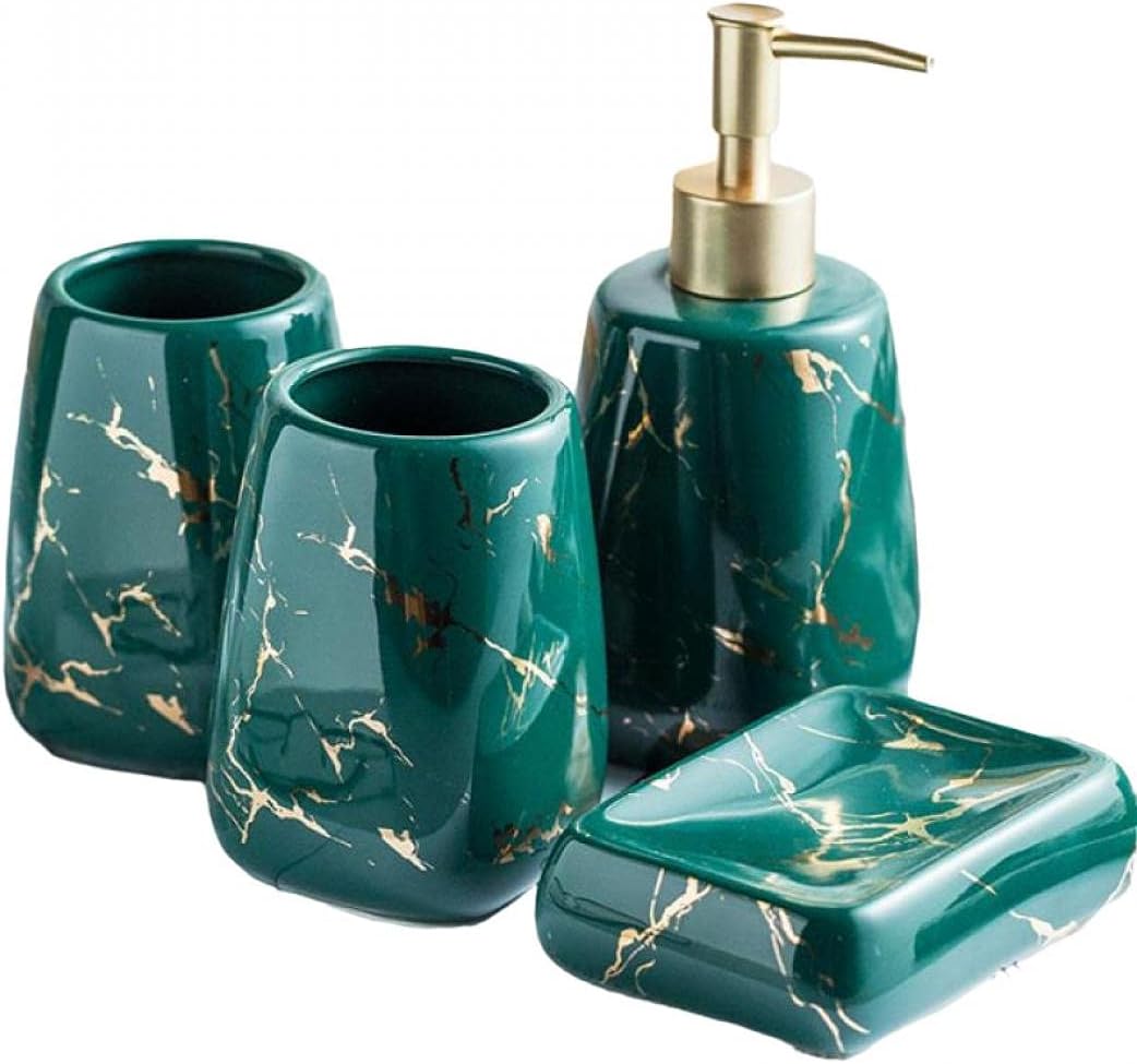 Bathroom Accessories Set, Marble Pattern Bathroom Vanity Countertop Accessory Set