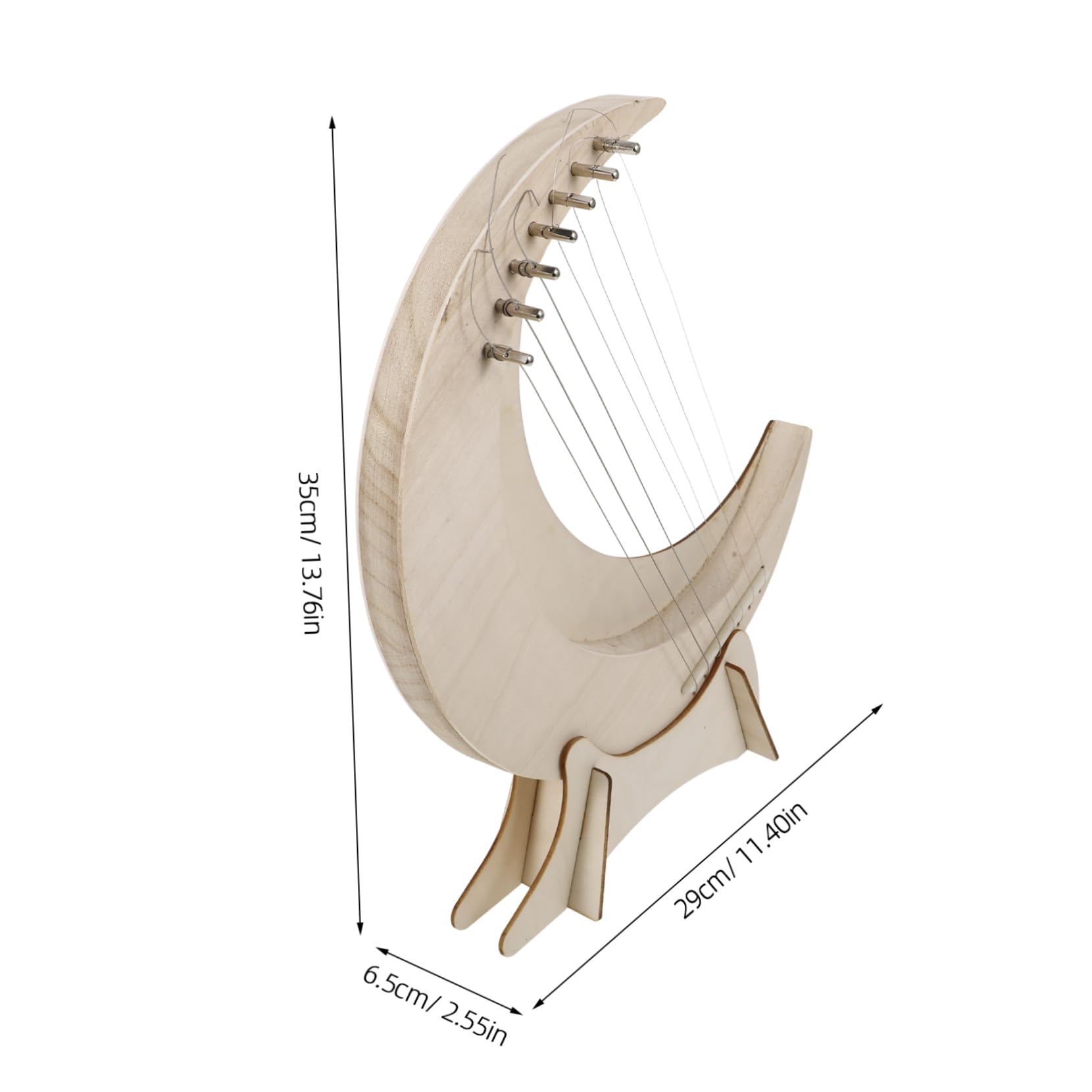 TOYANDONA Arpa de Madera de 7 Tonos Forma de Luna, Instrumento Musical Portátil para Principiantes Diseño Creativo y Sonido Melodioso y Brillante