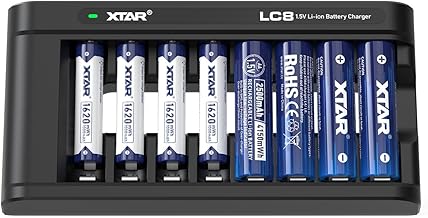 aa AAA Batteries 4pcs XTAR 1.5V Battery 4150mWh AA with 4pcs 1620mWh AAA Combo LC8 Battery Charger (LC8+4 * 4150mWh AA+4 * 1620mWh AAA)