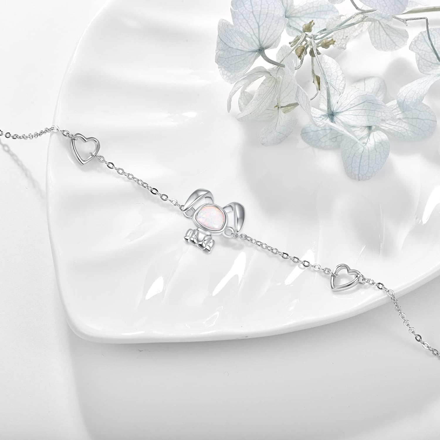 Palpitate Frog/Rabbit Bracelet 925 Sterling Silver Opal Jewelry Cute Animals Christmas Gifts for Women Her Adjustable Chain - Image 3