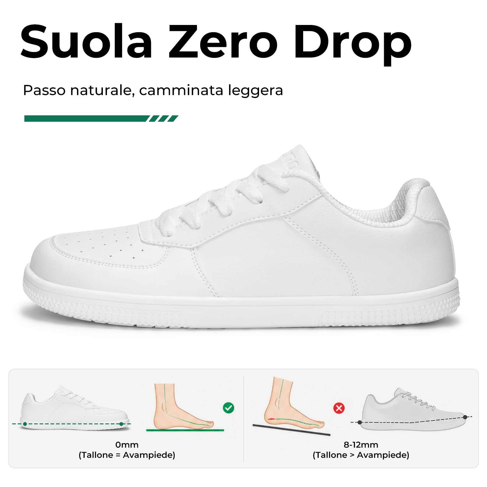 SAGUARO Unisex Scarpe Barefoot Casual Sneakers con Punta Larga, Taglie 36-46