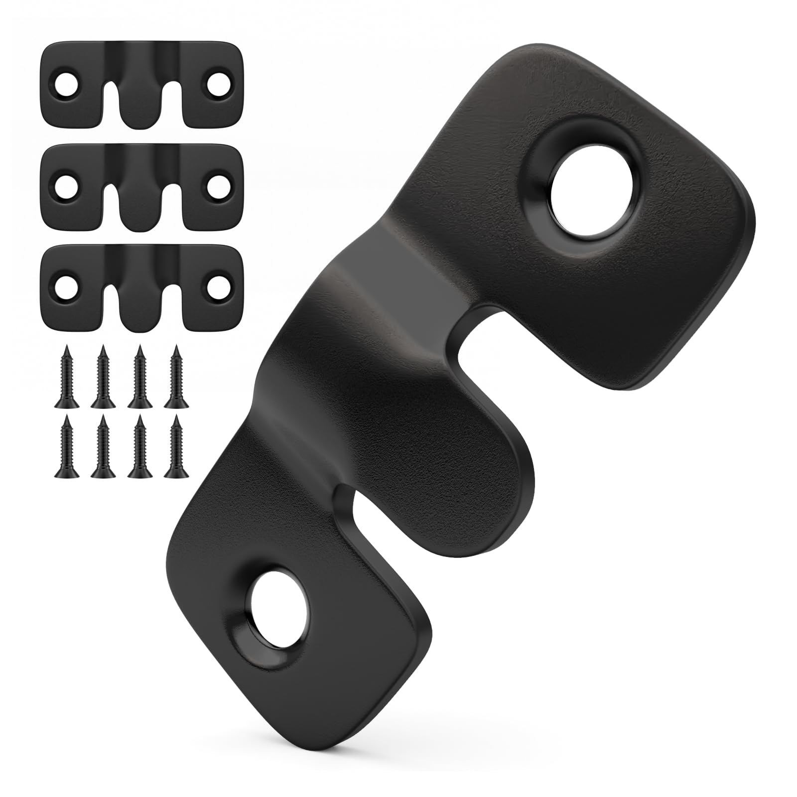 4PCS Black French Cleat Hanger, Interlocking Picture Hanging Tool Kit, Stainless Steel Mirror Hang Hardware, Flush Wall Mount Bracket, Buckle Hook for Art Frame (2 Holes)