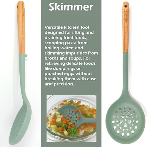 Miniatura 6 de Juego de 3 utensilios esenciales de cocina, juego de espátulas de silicona de 15 pulgadas, grandes, resistentes al calor, 600F, para cocinar,