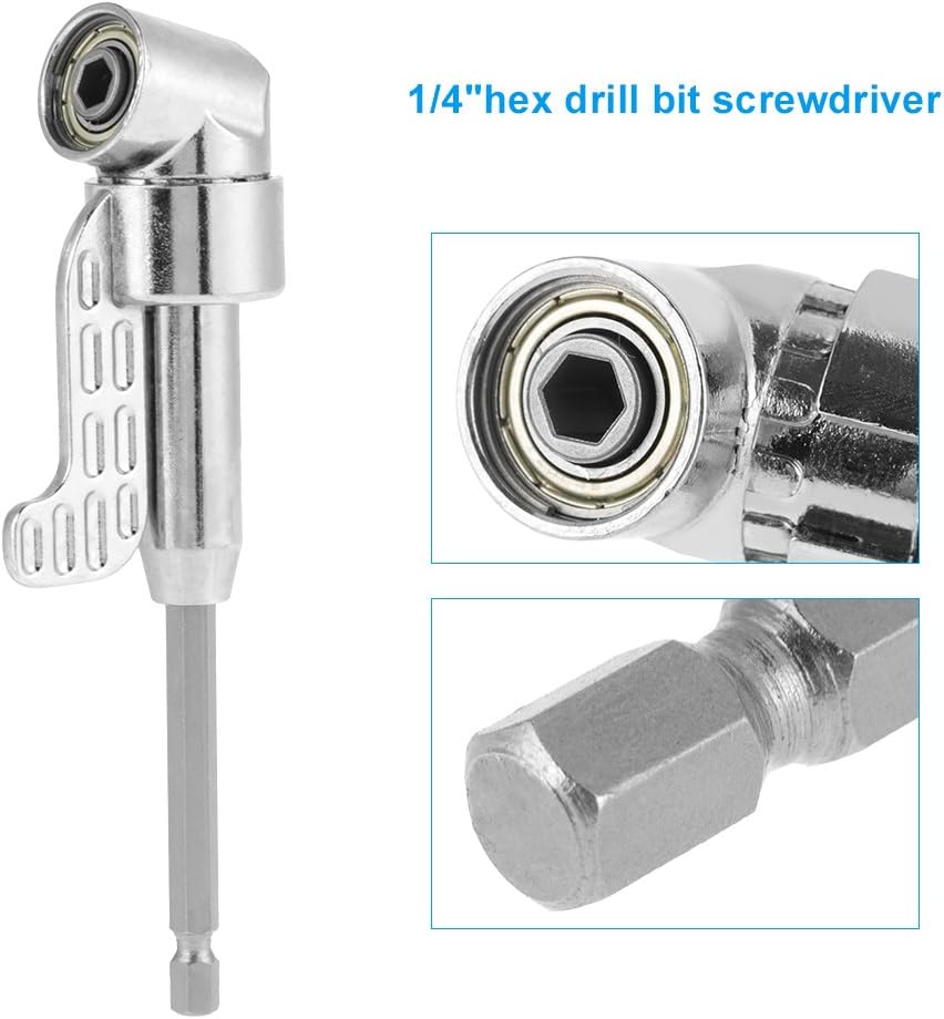 1/4 Inch Magnetic Hex Screwdriver Extension Socket Adapter for Drill Bits with 105-Degree Angle Chrome Vanadium Steel
