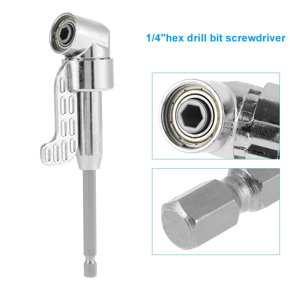 Right Angle Drill, Hex Screwdriver Extension 1/4” 105 Degree Angel Drill Bit Socket Hex Holder Adapter Magnetic Screwdriver Extension Assortment