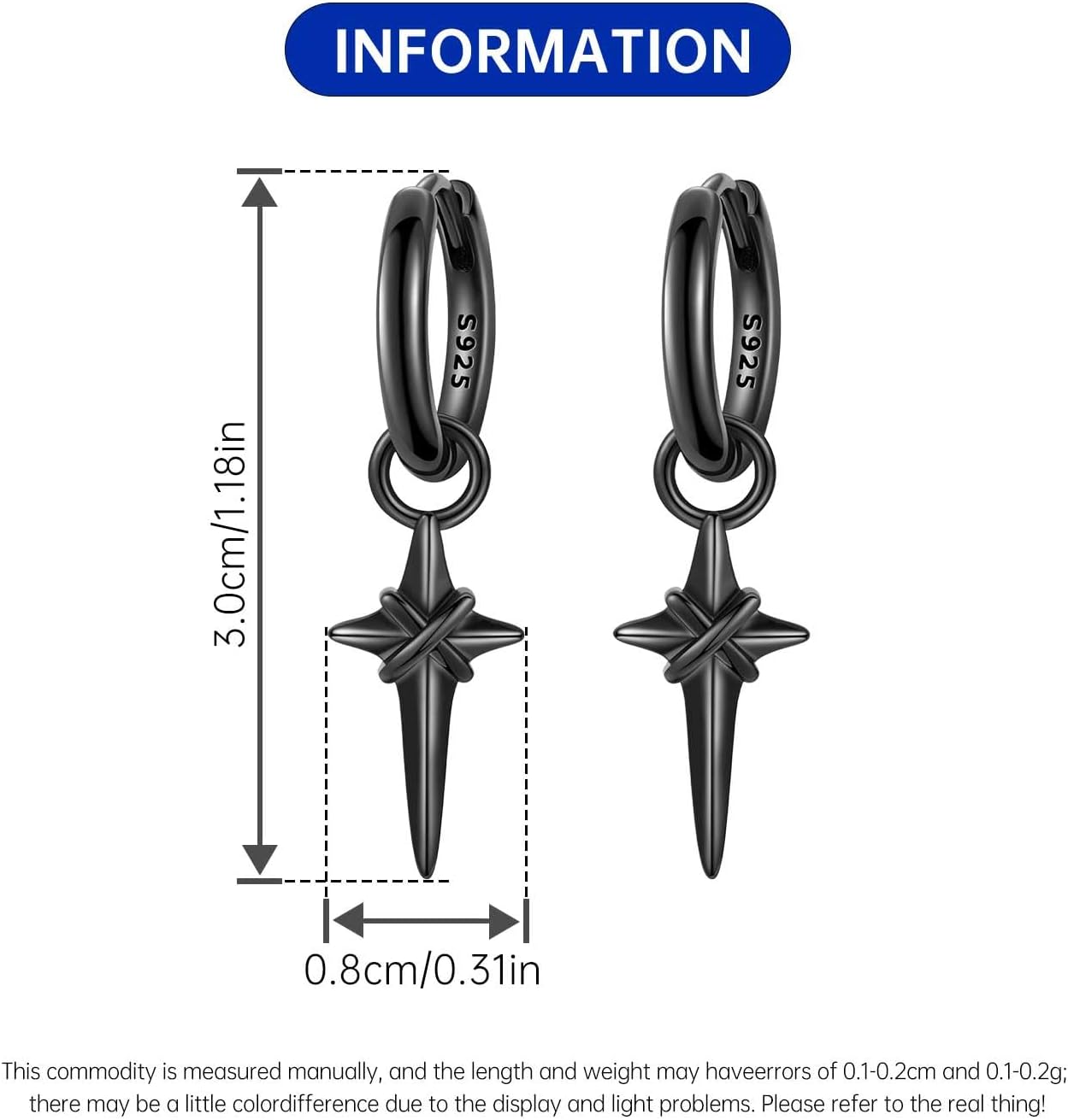 925 Sterling Silver Dangle Earrings for Women, Small and Large Hypoallergenic Hoop Earrings Trendy huggie Earrings Drop Jewelry Gifts for Sensitive Ears - Image 3