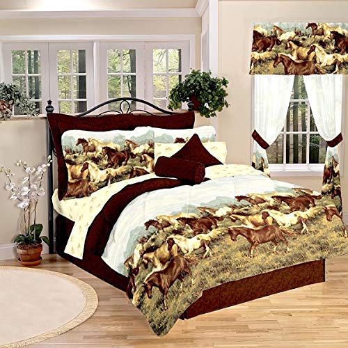 Majestic Running Show Horses & Ponies Brown 8pc Comforter (86