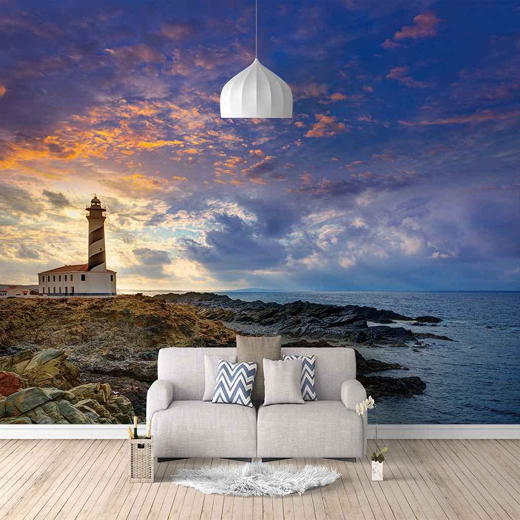 Papier peint photo 3D pour salon moderne poster géant phare côtier 400x280cm