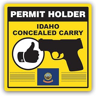 Yellow Idaho Concealed Carry Permit Holder CCW Sticker for Water Bottle Phone Tumbler Hard hat - Four Pack
