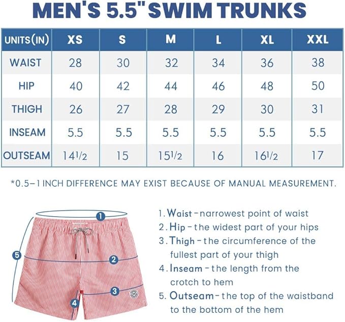 maamgic Mens Swim Trunks 5″ with Mesh Lining