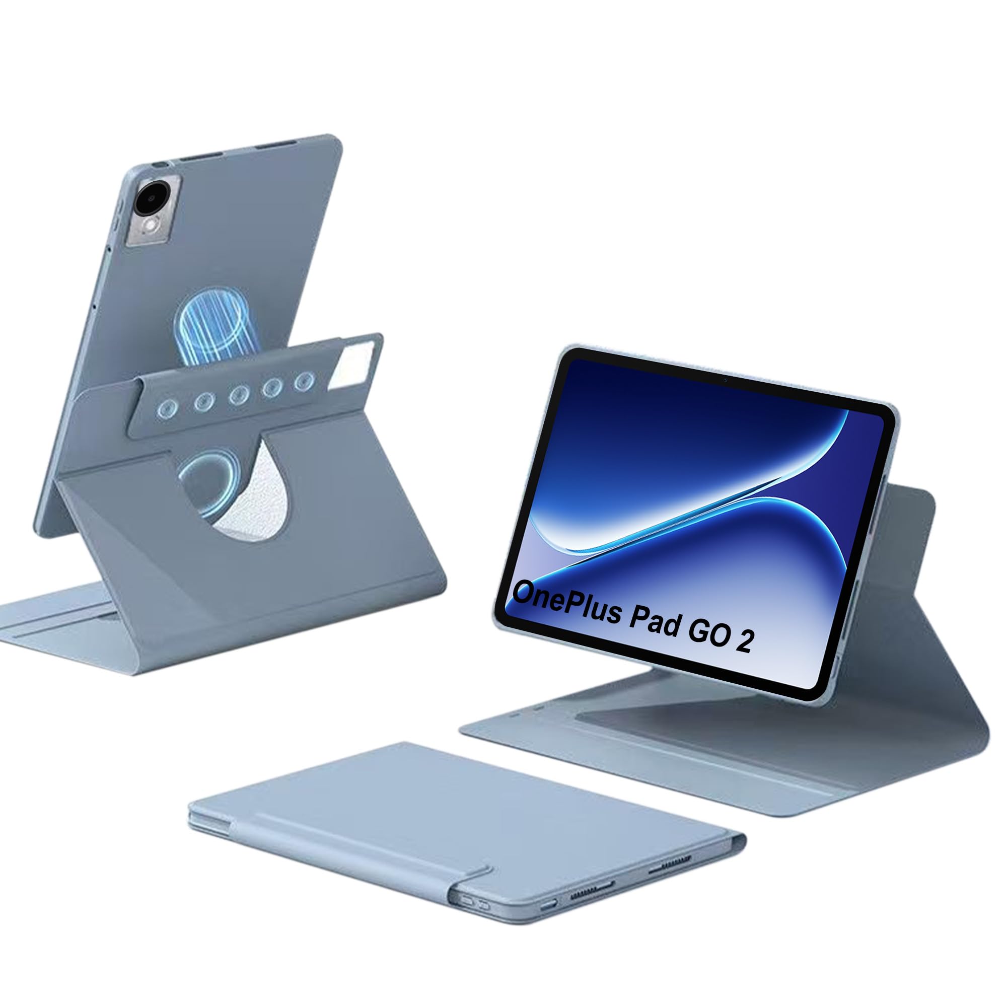 zZjoOoj Hülle für OnePlus Pad GO 2 12 Zoll Tablette Case，360° Drehbarer Magnetischer Aufteilbarer Schutzhülle,Automatischer Schlaf/Aufwachen,Einstellbarer Ständer,Inselblau