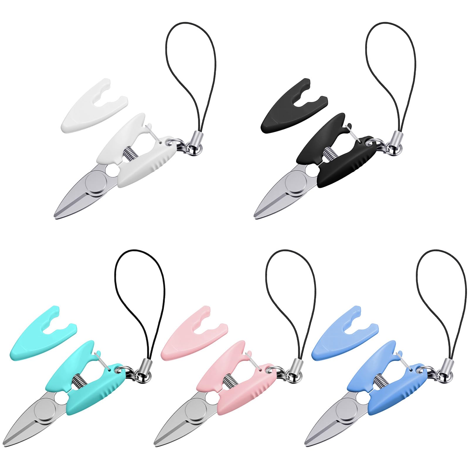 PEOVLVN 5 Pcs Tiny Scissors with Cover, Colorful Small Craft Scissors Mini Travel Keychain Scissor for Embroidery Paper Cutting Sewing Knitting Crafting Scrapbooking Supplies