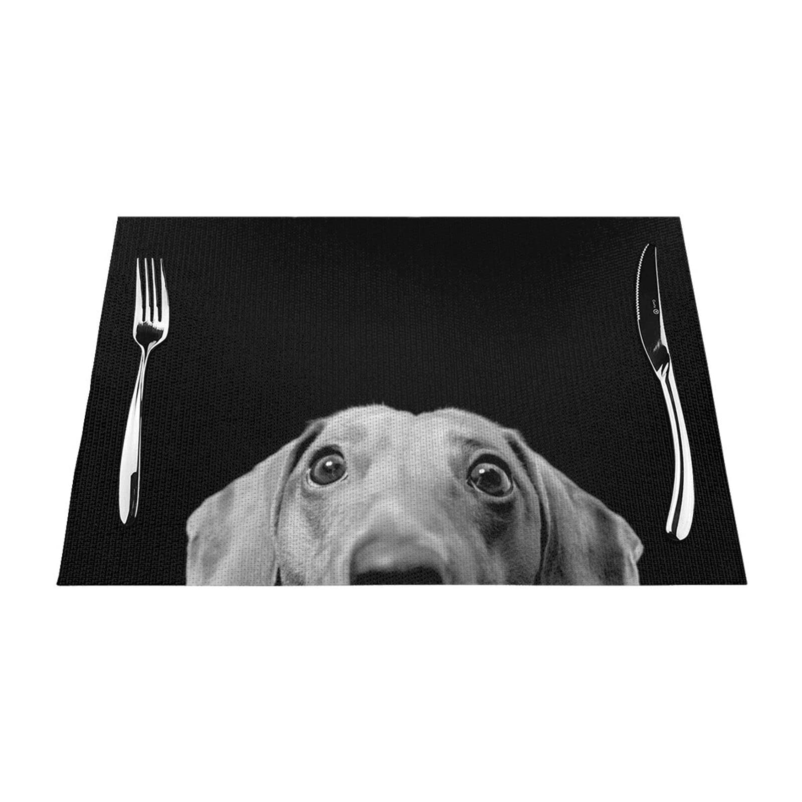 Tapis de table teckel et dessous de verre lavables de 45x30 cm pour décoration de salle à manger