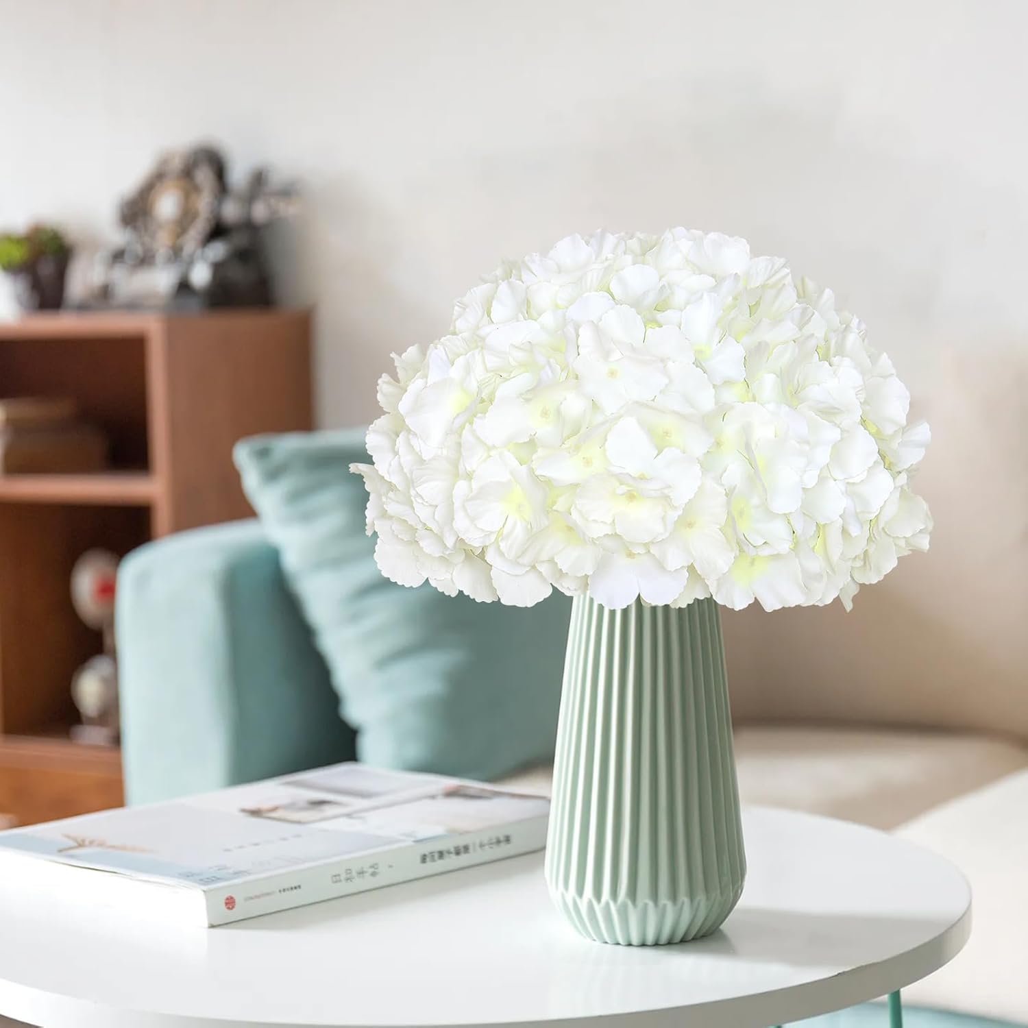 Amazon.de: Weldomcor 10 Stck Hortensien Kunstblumen, Wei Knstliche  Hortensien Kunstblumen Wie Echt Kblumenstrau knstlich fr  Blumenarrangements Hochzeiten Party Bro Deko