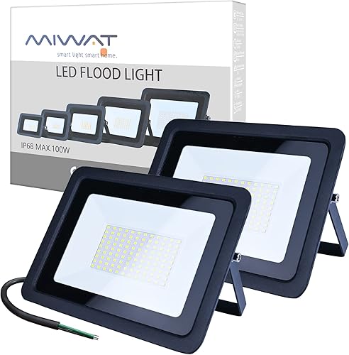 Miniatura 8 de Miheal Paquete de 2 luces LED de 50 W, luz blanca diurna, luz de trabajo impermeable IP68, luz de trabajo súper brillante, 110 V, reflector exterior