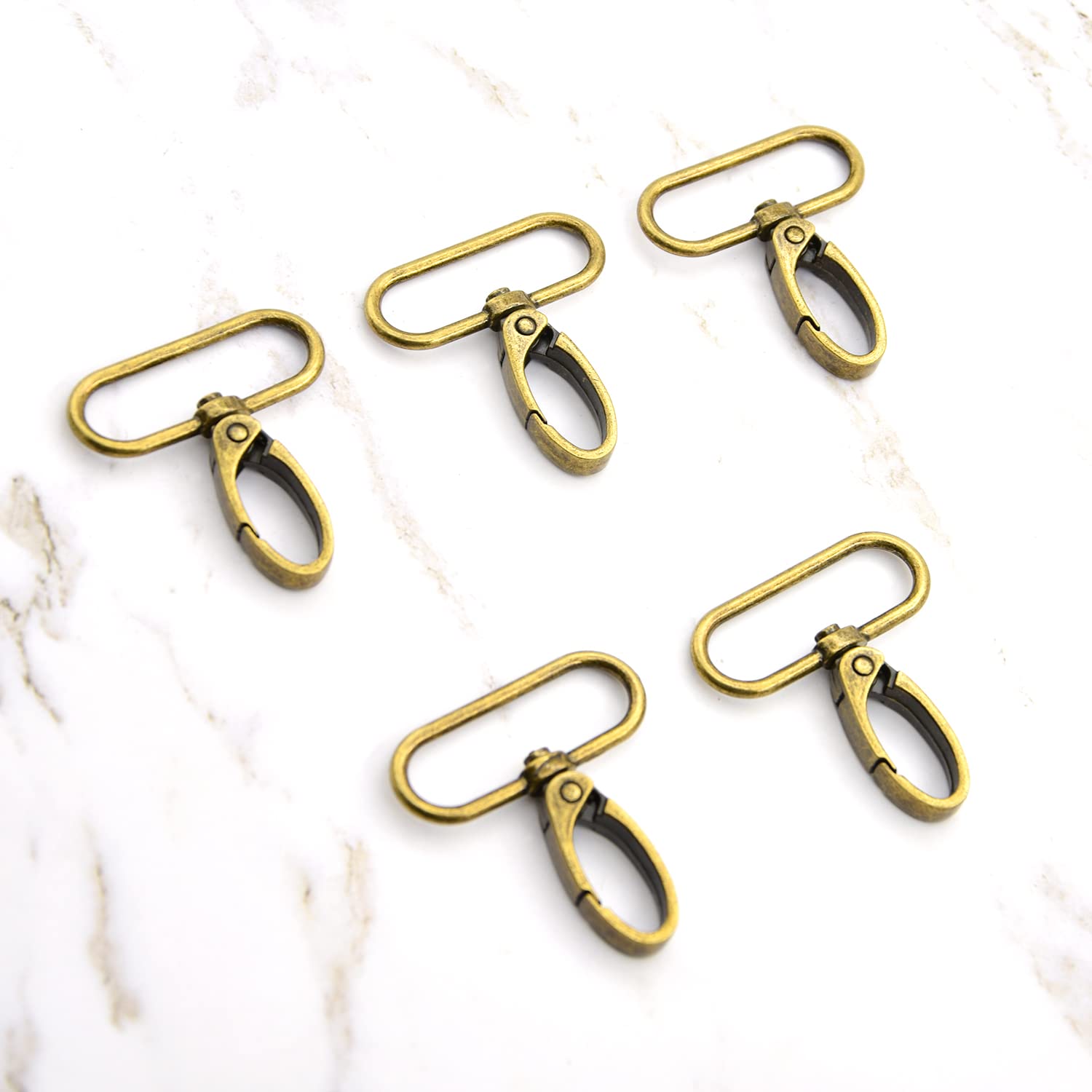 15 cierres de mosquetón ovalados para puerta de empuje, ganchos giratorios para correas de cuero para manualidades, cintas de cordón (bronce, 1-1/2 pulgadas)