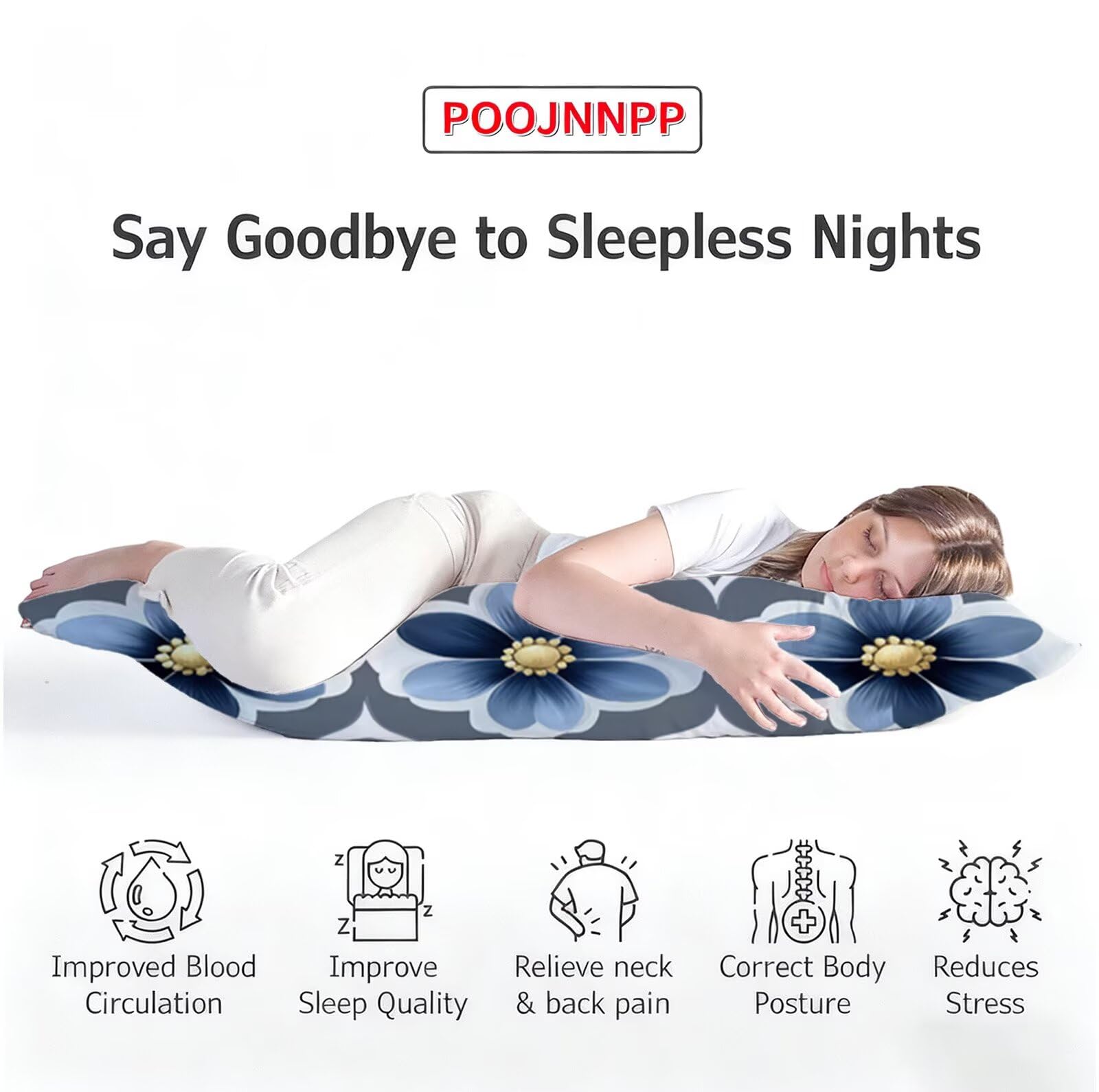 Azul Fundas Almohada 60x180 cm Funda de Almohada nórdico Cojines Cama Terciopelo Suave Mejorar la Calidad del Sueño, con Cremallera Invisible Funda de Cojín, Decoración del Hogar para Sofá Cama R-8729