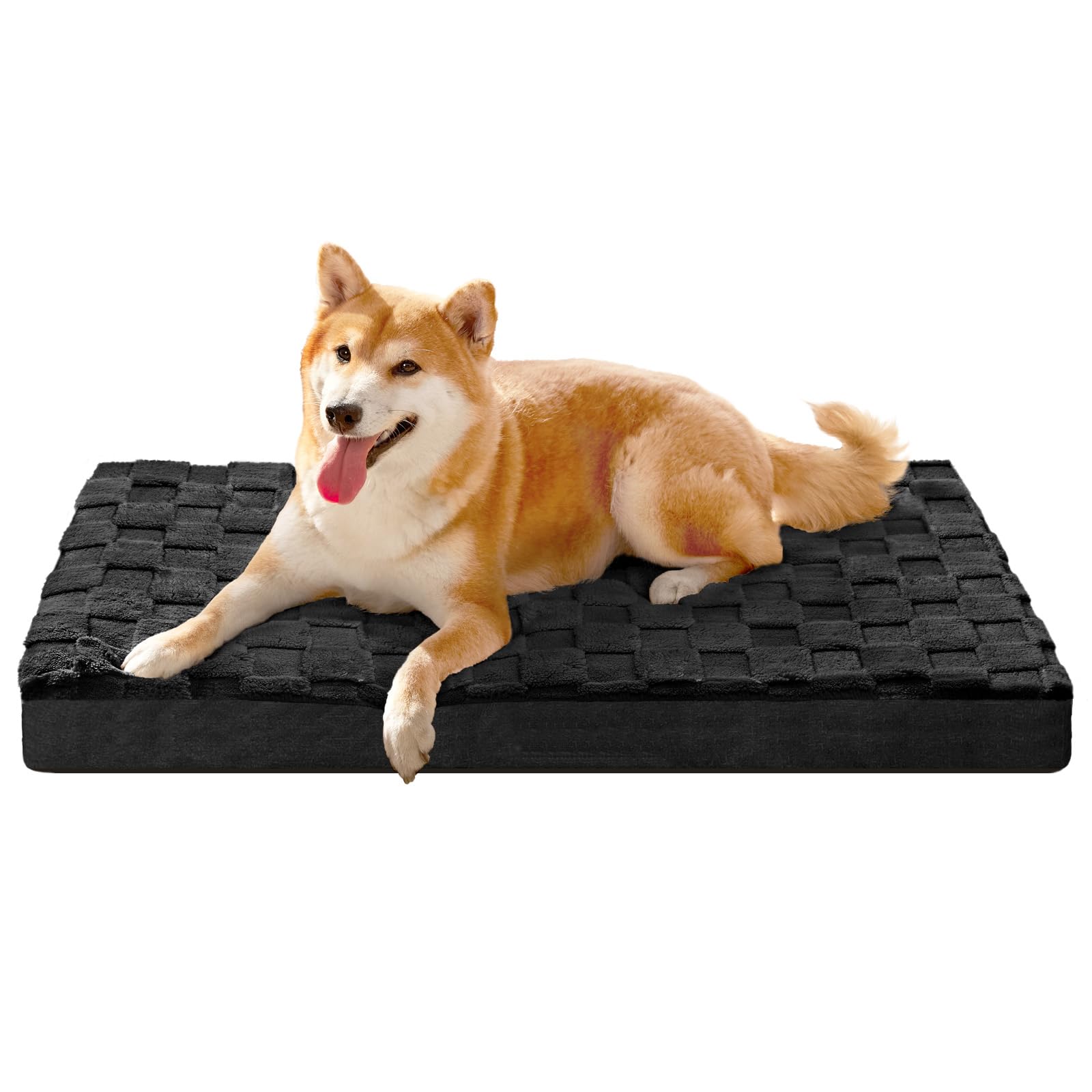 Jolibean Orthopedic Dog Bed Medium Size Dog 76X51cm, Waterproof Soft Warm Comfortable Egg Crate Foam Medium Pet Beds Mat with Removable Washable Cover and Nonskid Bottom, Black — image 1