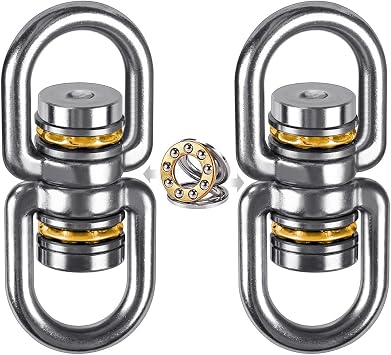 SELEWARE Bearing Swing Swivel, 360 Rotational Device Hanging Accessory for Web Tree Swing, Hammock Chair, Climbing Rope, Aerial Yoga, Kids Swing Swivel, Hold Up to 1200LB, 2 Pack