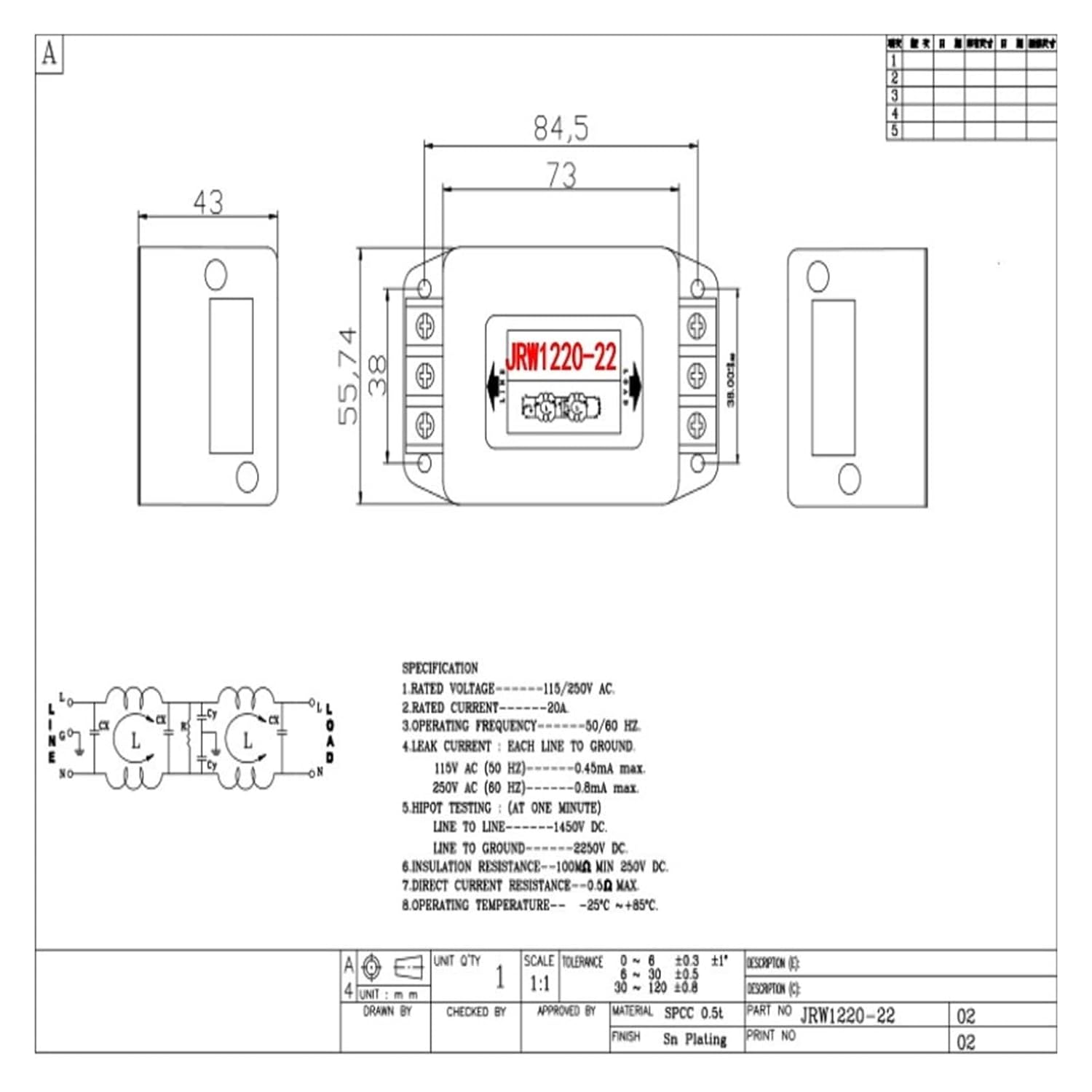 AC Filter 220V Anti-Interference Socket DC Power Socket Purifier Audio 12V car Fever(JRW-1210 23 3 Level Terminal 10A)