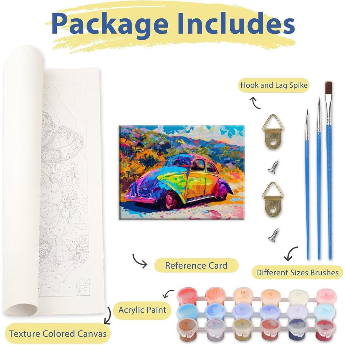 Peinture par Numéros pour Adulte, DIY Paint by Numbers Acrylique pour Enfants Débutants Facile sur Toile Kit de Peinture à l'huile sur 70x90cm, Peinture Décor de la Maison - Voitures (sans Cadre) E738