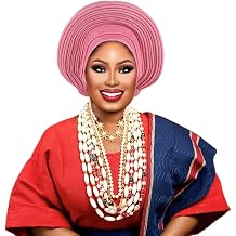 African Headtie Turban Hat Nigeria Auto Gele Headwrap for Women Muslim Wedding Party Hair Cover