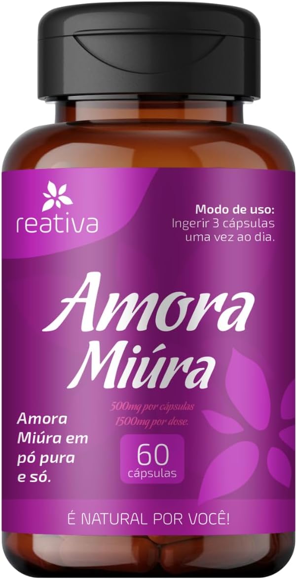 Amora Miúra 100% Pura 500 mg por Dose | 60 Cápsulas | Suplemento Natural Suporte e Equilíbrio Para Mulher | Suplemento Feminino Antioxidante Amora Miúra 100% Pura 500 mg por Dose | 60 Cápsulas | Suplemento Natural Suporte e Equilíbrio Para Mulher | Suplemento Feminino Antioxidante