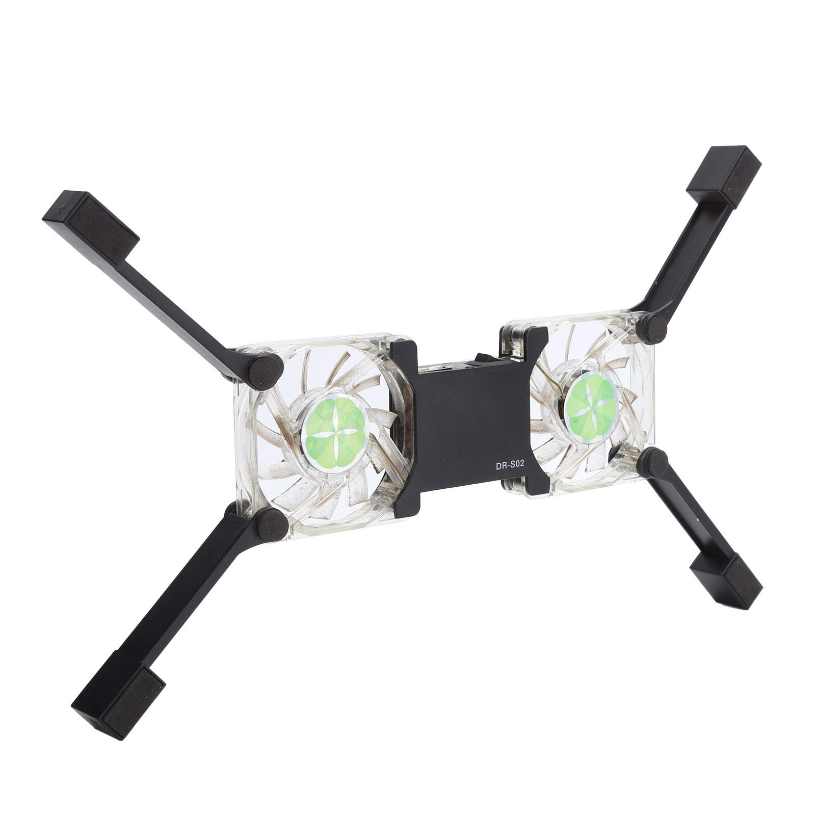 Almohadilla de enfriamiento portátil para laptop, con soporte antideslizante, ventilador emisor de luz doble, soporte plegable USB para computadora portátil (negro) 5