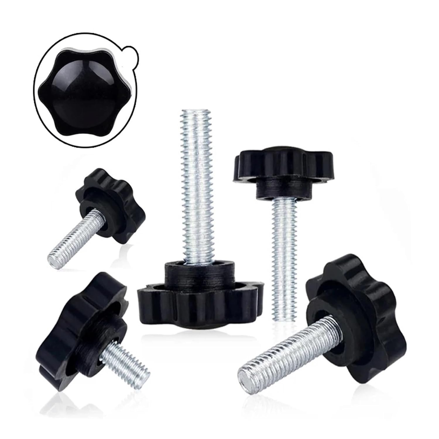 5/10PCS Star Shape Thread Clamping Handle Bolt Hand Knob Tightening Screw Industry Equipment Plastic Steel M5 M6 M8(10PCS,M5x25 D25)