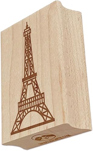 Sello rectangular de goma de la Torre Eiffel París Francia para estampar manualidades, 1.7 pulgadas, pequeño