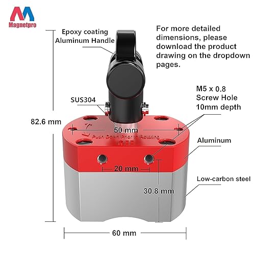 Miniatura 2 de Magnetpro Imán de interruptor multiusos, sistema magnético conmutable de fuerza de extracción de 220 libras, imán de encendidoapagado para