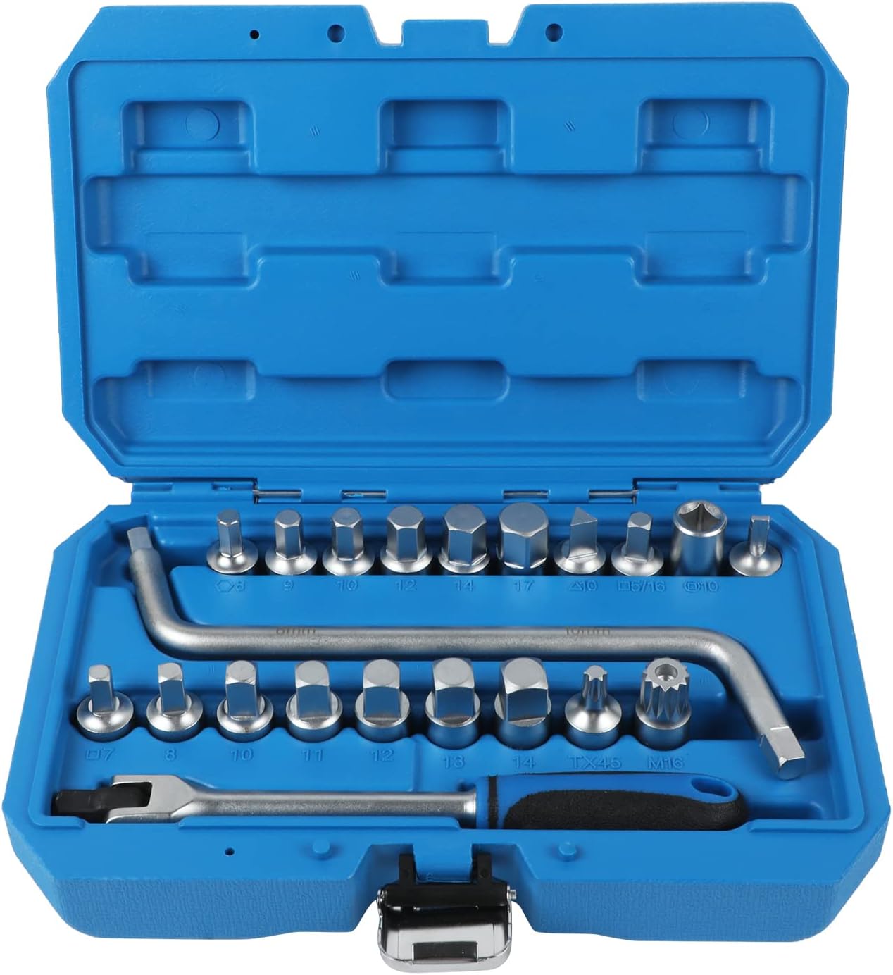 21PCS 3/8" Drain Plug Socket Set, Oil Drain Sump Plug Key