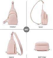 Vista 154 de Telena Riñonera pequeña para mujer, de cuero, cangureras, bolsa de pecho para mujer 3-camel marrón